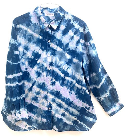 Angled Indigo Linen Shirt