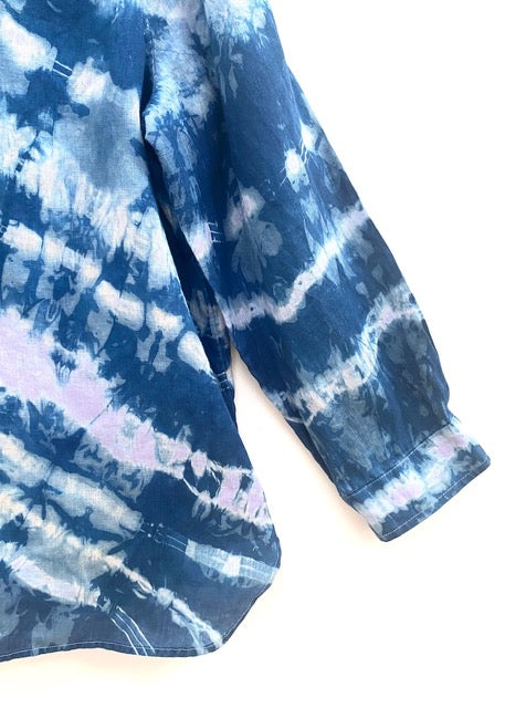 Angled Indigo Linen Shirt