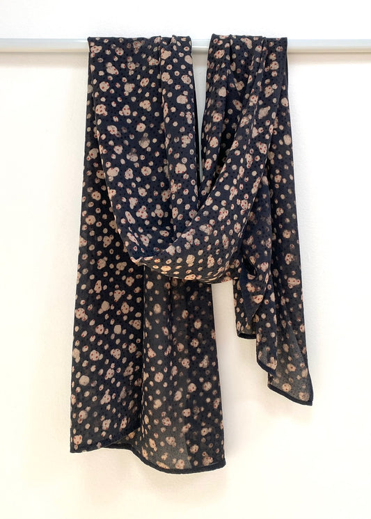 Silk Block-Printed Specked Scarf