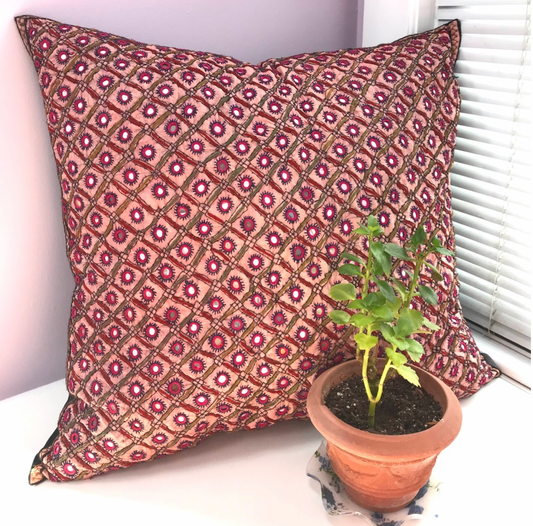 Indian Mirrored, Embroidered and Stitched BIG Cushion