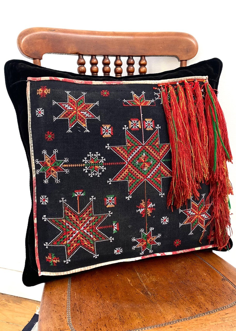 Pillow with Vintage Vietnamese Frontispiece