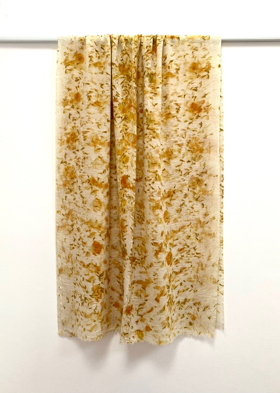 Marigold-Printed Soft Merino Wrap