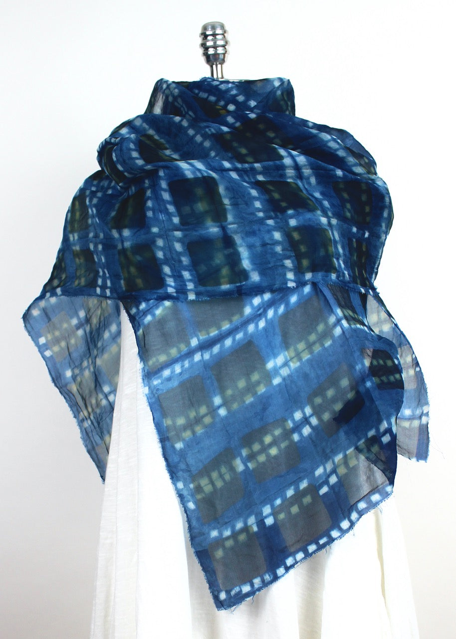 Organza and Indigo Blocks Scarf
