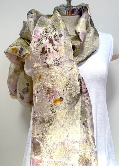 Large Silk Wrap Eco-Printed Scarf 104