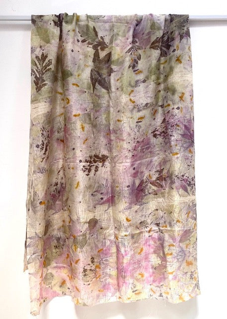 Large Silk Wrap Eco-Printed Scarf 104