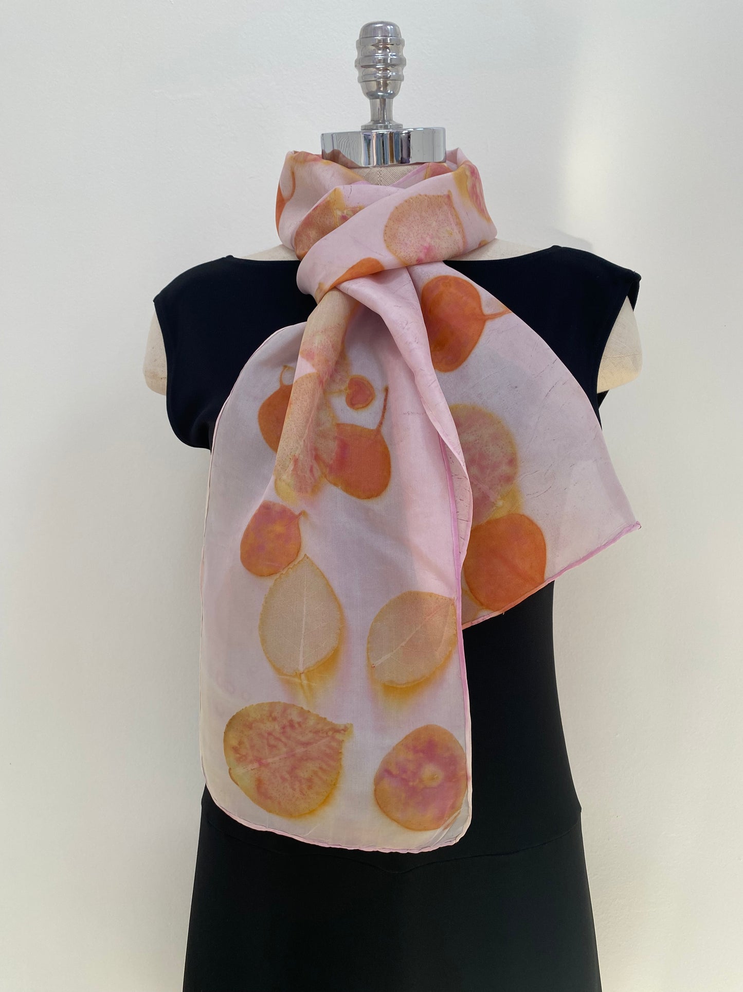 Pastel Pink Botanical-Printed Silk Scarf