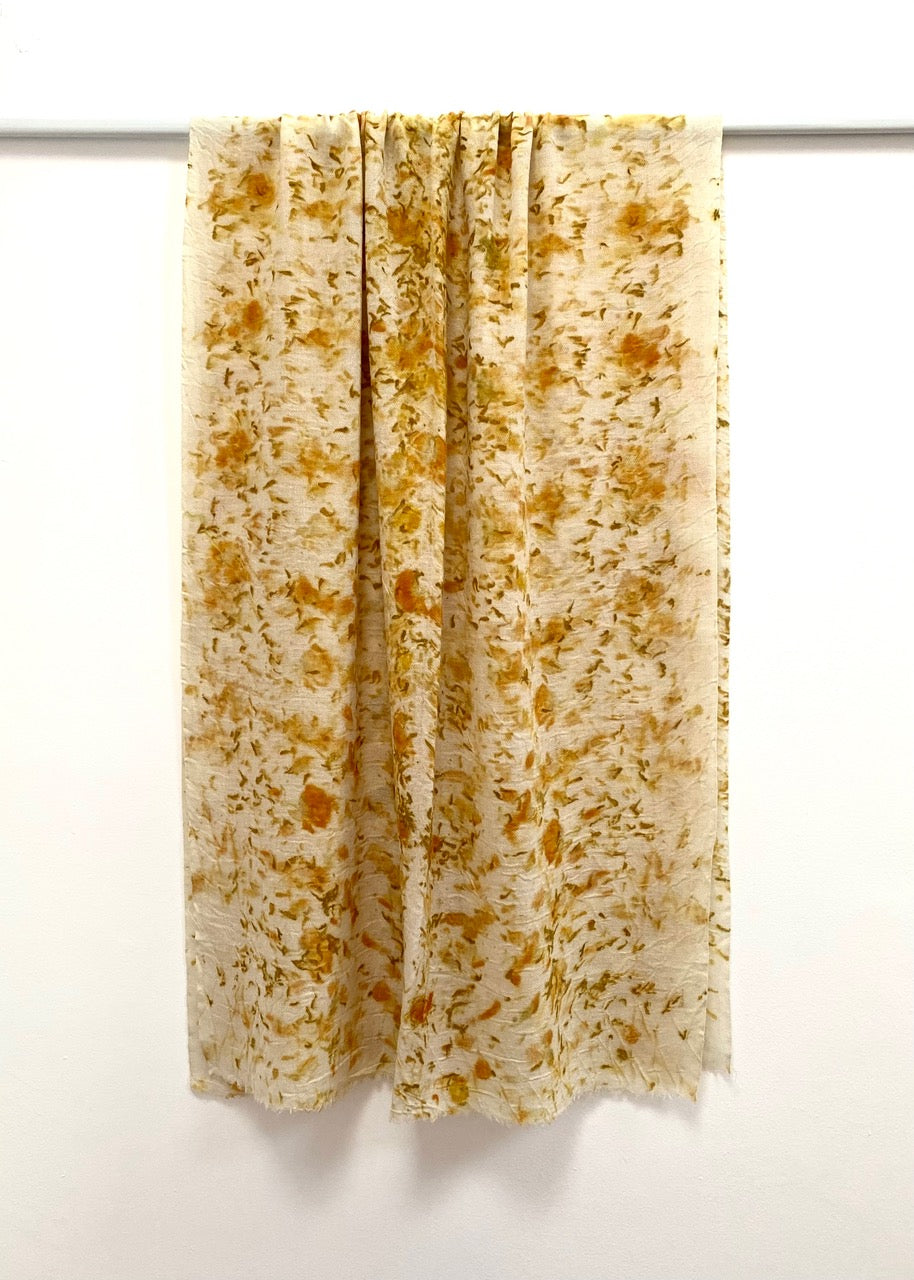 Marigold-Printed Soft Merino Wrap