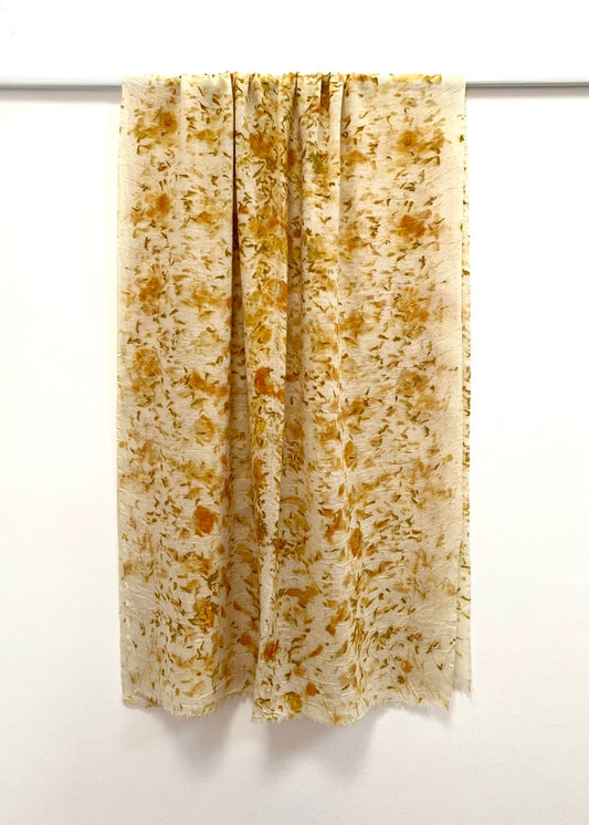 Marigold-Printed Soft Merino Wrap