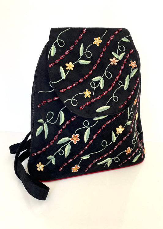 Falling Leaves Hand-Embroidered Backpack